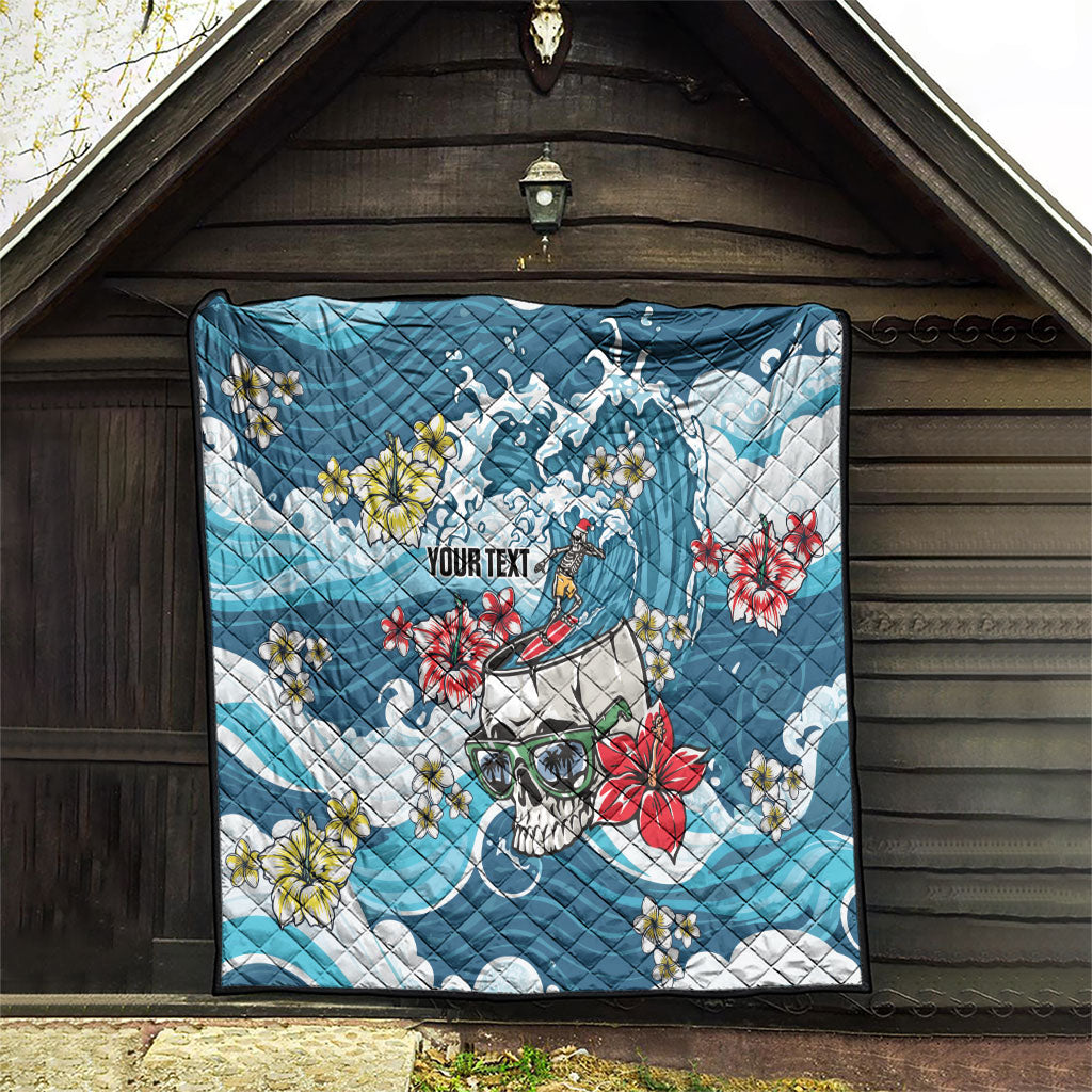 Hawaii Santa Skeleton Surfing Personalized Quilt Mele Kalikimaka i Iulai! LT9 - Polynesian Pride