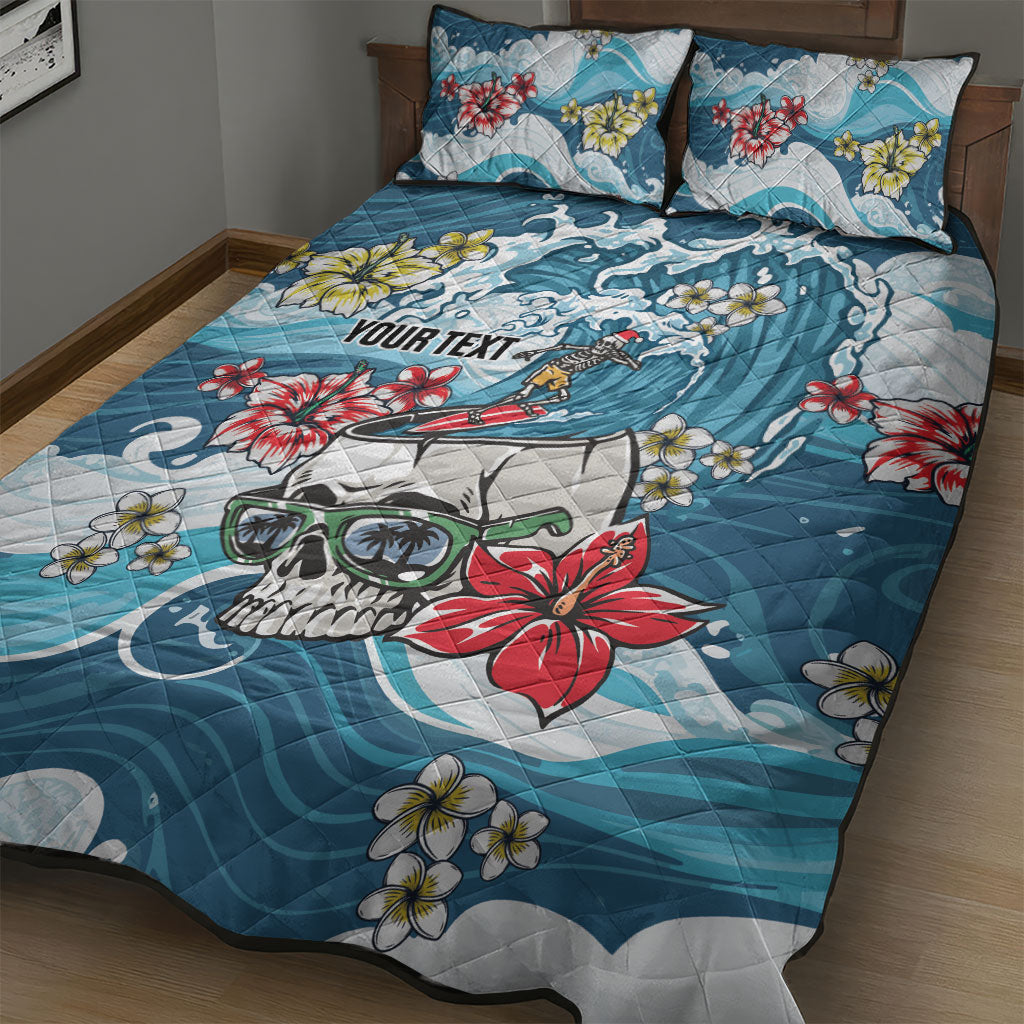 Hawaii Santa Skeleton Surfing Personalized Quilt Bed Set Mele Kalikimaka i Iulai! LT9 - Polynesian Pride