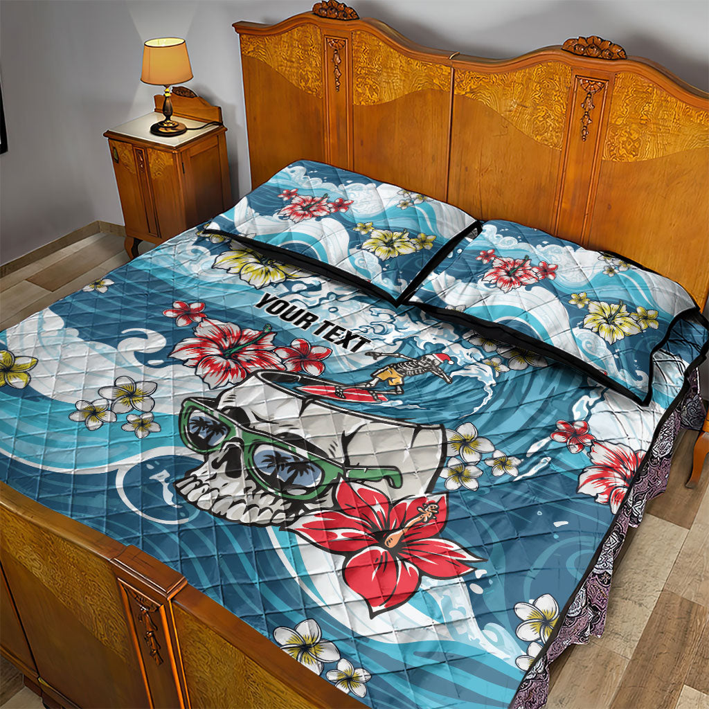 Hawaii Santa Skeleton Surfing Personalized Quilt Bed Set Mele Kalikimaka i Iulai! LT9 - Polynesian Pride
