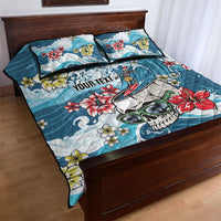 Hawaii Santa Skeleton Surfing Personalized Quilt Bed Set Mele Kalikimaka i Iulai! LT9 - Polynesian Pride