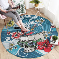 Hawaii Santa Skeleton Surfing Personalized Round Carpet Mele Kalikimaka i Iulai! LT9 - Polynesian Pride