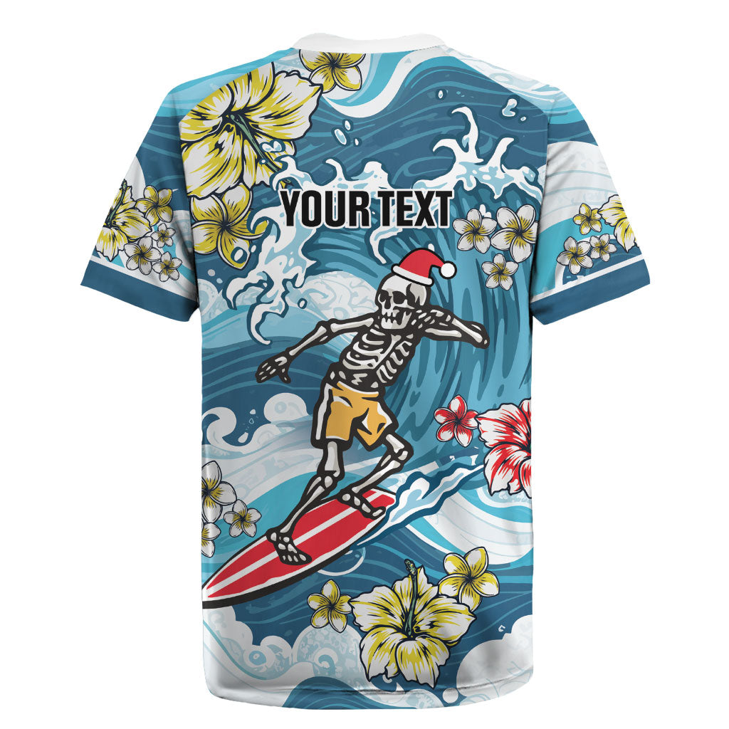 Hawaii Santa Skeleton Surfing Personalized Rugby Jersey Mele Kalikimaka i Iulai! LT9 - Polynesian Pride