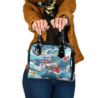 Hawaii Santa Skeleton Surfing Personalized Shoulder Handbag Mele Kalikimaka i Iulai! LT9 One Size Blue - Polynesian Pride