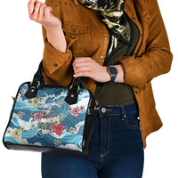 Hawaii Santa Skeleton Surfing Personalized Shoulder Handbag Mele Kalikimaka i Iulai! LT9 - Polynesian Pride