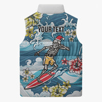 Hawaii Santa Skeleton Surfing Personalized Sleeveless Puffer Jacket Mele Kalikimaka i Iulai! LT9 - Polynesian Pride