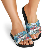 Hawaii Santa Skeleton Surfing Personalized Slide Sandals Mele Kalikimaka i Iulai! LT9 - Polynesian Pride