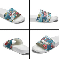 Hawaii Santa Skeleton Surfing Personalized Slide Sandals Mele Kalikimaka i Iulai! LT9 - Polynesian Pride