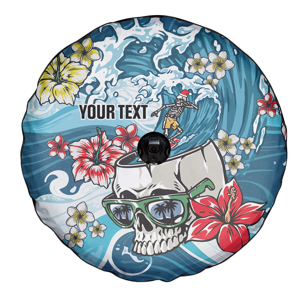 Hawaii Santa Skeleton Surfing Personalized Spare Tire Cover Mele Kalikimaka i Iulai!
