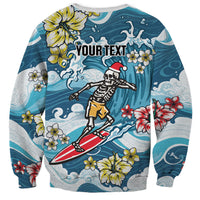 Hawaii Santa Skeleton Surfing Personalized Sweatshirt Mele Kalikimaka i Iulai! LT9 - Polynesian Pride