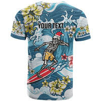 Hawaii Santa Skeleton Surfing Personalized T Shirt Mele Kalikimaka i Iulai! LT9 - Polynesian Pride