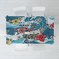 Hawaii Santa Skeleton Surfing Personalized Tablecloth Mele Kalikimaka i Iulai! LT9 Blue - Polynesian Pride