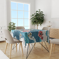 Hawaii Santa Skeleton Surfing Personalized Tablecloth Mele Kalikimaka i Iulai! LT9 - Polynesian Pride