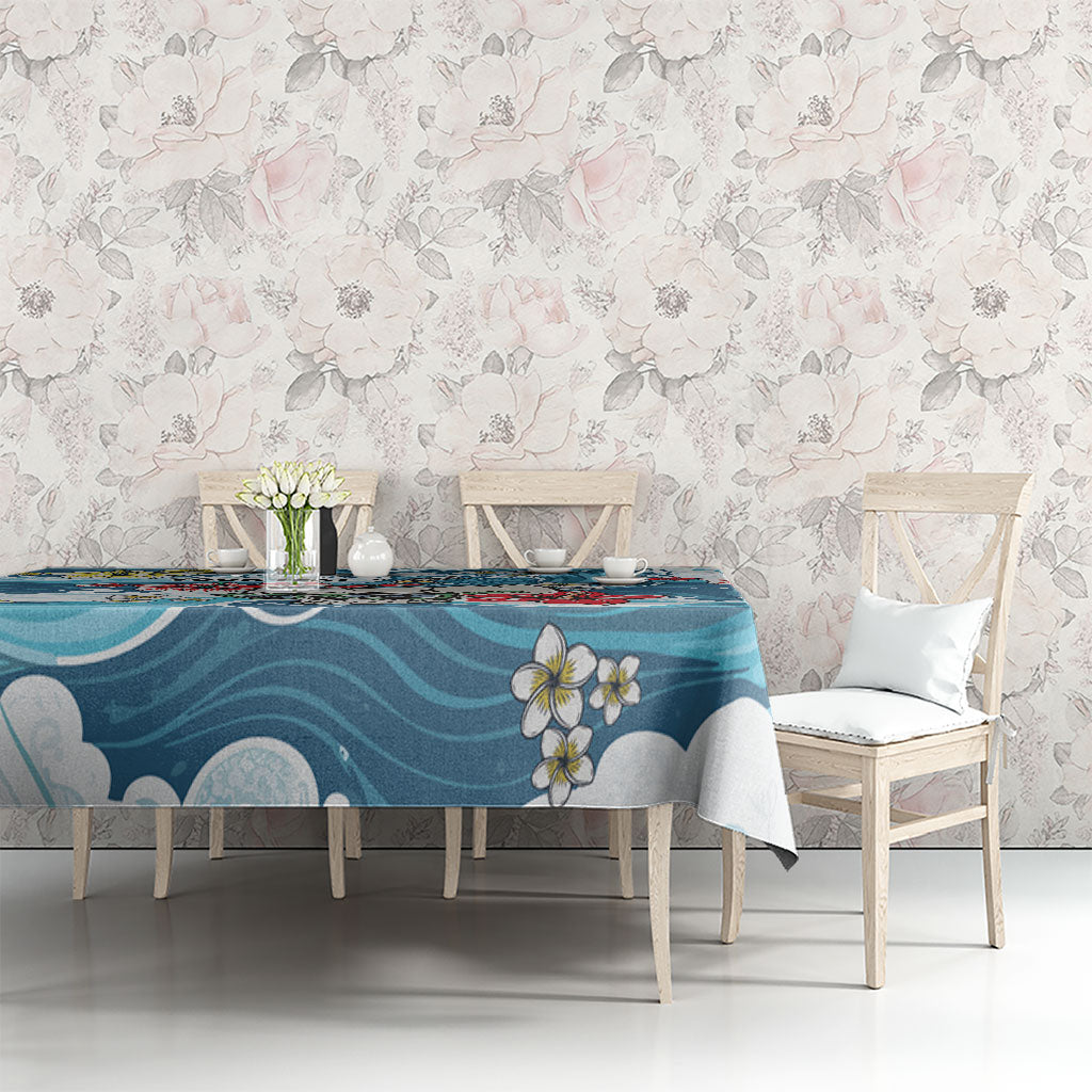Hawaii Santa Skeleton Surfing Personalized Tablecloth Mele Kalikimaka i Iulai! LT9 - Polynesian Pride