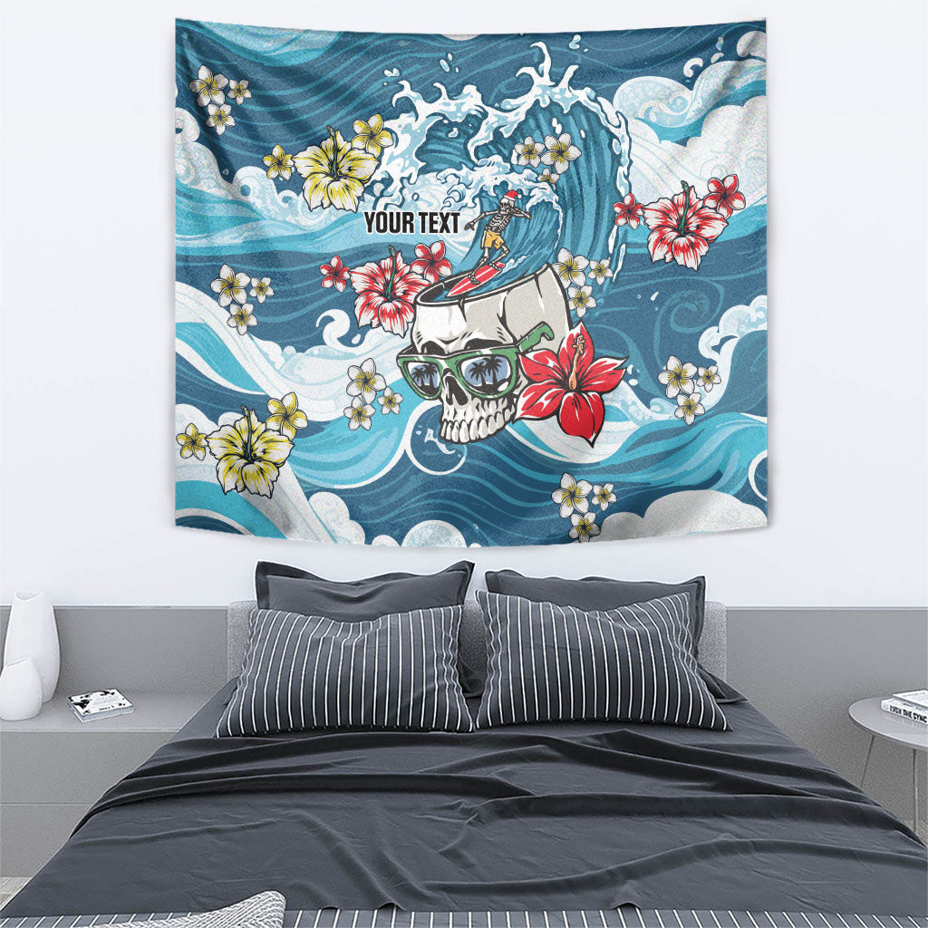 Hawaii Santa Skeleton Surfing Personalized Tapestry Mele Kalikimaka i Iulai! LT9 - Polynesian Pride