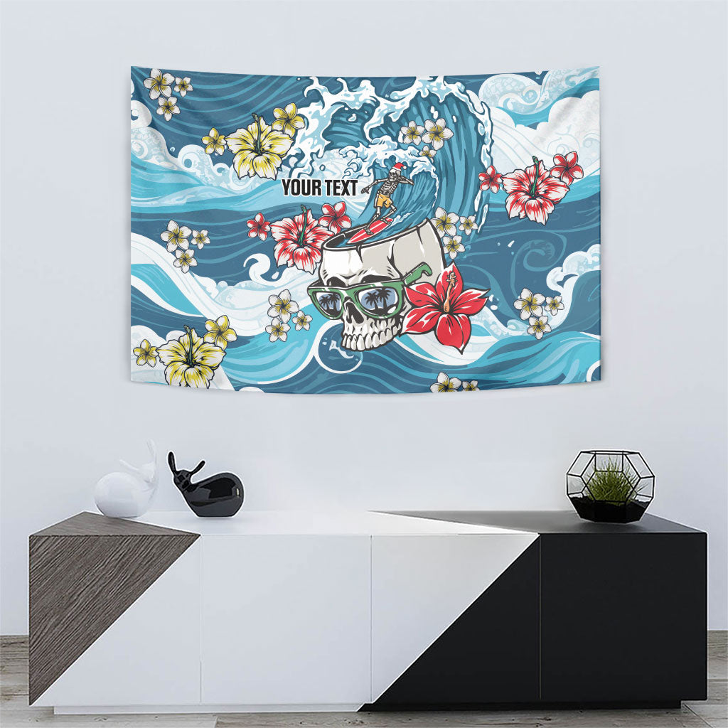 Hawaii Santa Skeleton Surfing Personalized Tapestry Mele Kalikimaka i Iulai! LT9 - Polynesian Pride
