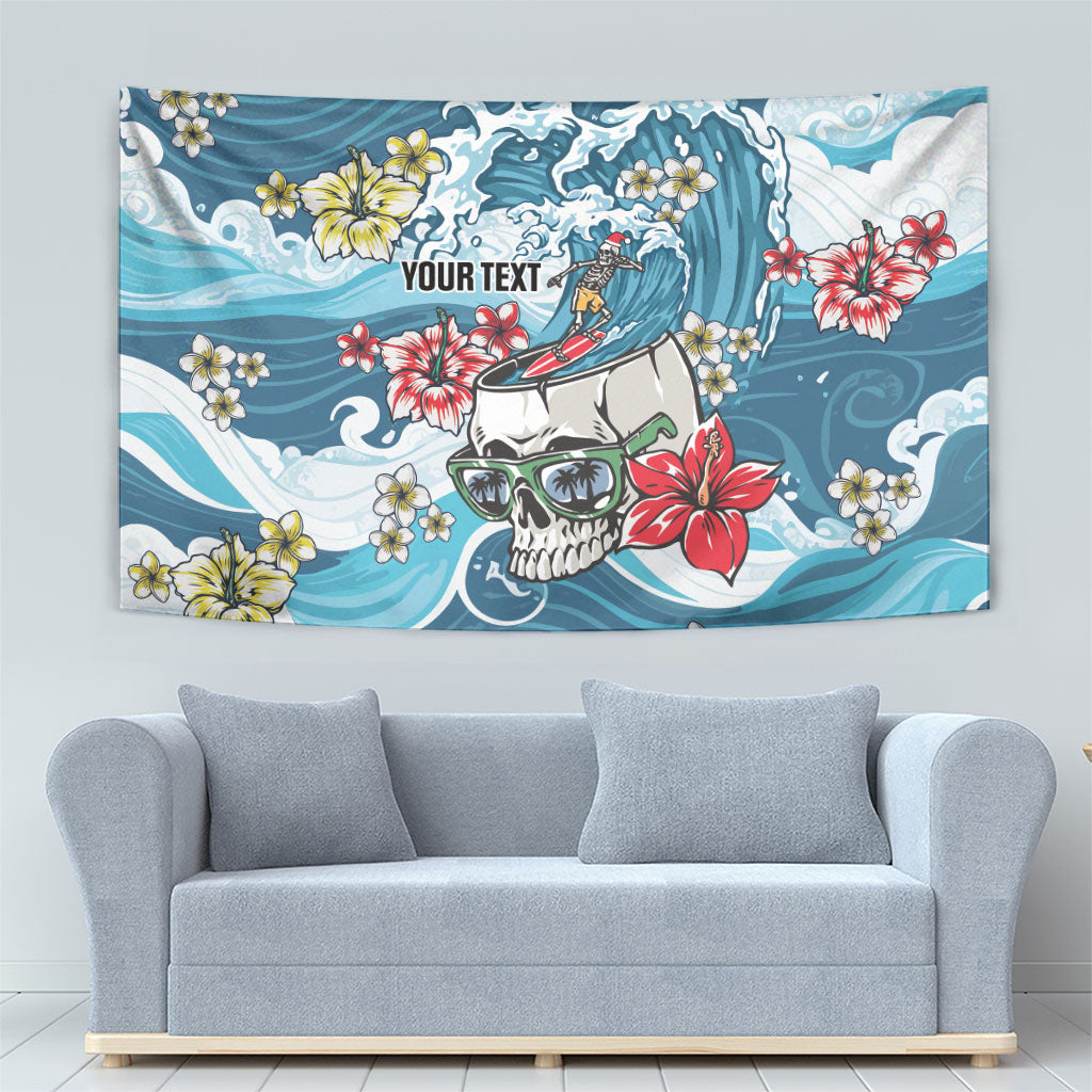 Hawaii Santa Skeleton Surfing Personalized Tapestry Mele Kalikimaka i Iulai! LT9 - Polynesian Pride