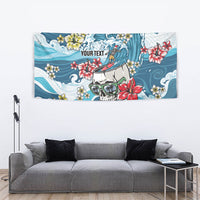 Hawaii Santa Skeleton Surfing Personalized Tapestry Mele Kalikimaka i Iulai! LT9 - Polynesian Pride