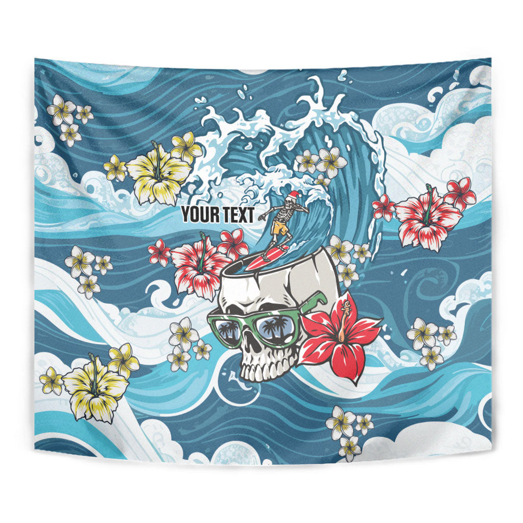 Hawaii Santa Skeleton Surfing Personalized Tapestry Mele Kalikimaka i Iulai! LT9 - Polynesian Pride