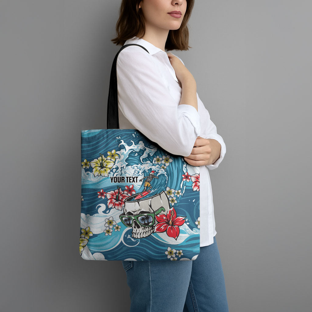 Hawaii Santa Skeleton Surfing Personalized Tote Bag Mele Kalikimaka i Iulai! LT9 - Polynesian Pride