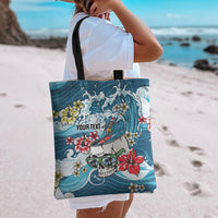 Hawaii Santa Skeleton Surfing Personalized Tote Bag Mele Kalikimaka i Iulai! LT9 - Polynesian Pride