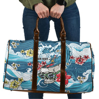 Hawaii Santa Skeleton Surfing Personalized Travel Bag Mele Kalikimaka i Iulai! LT9 Blue - Polynesian Pride