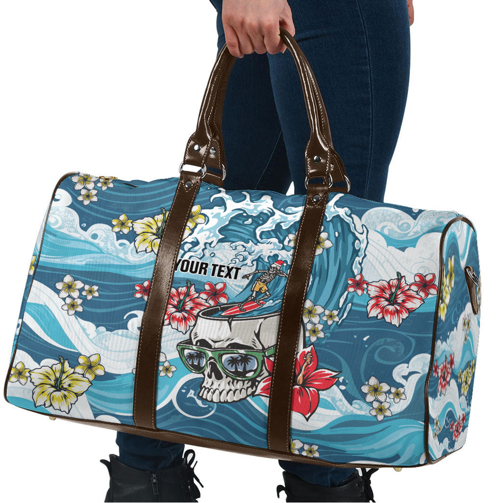 Hawaii Santa Skeleton Surfing Personalized Travel Bag Mele Kalikimaka i Iulai! LT9 - Polynesian Pride
