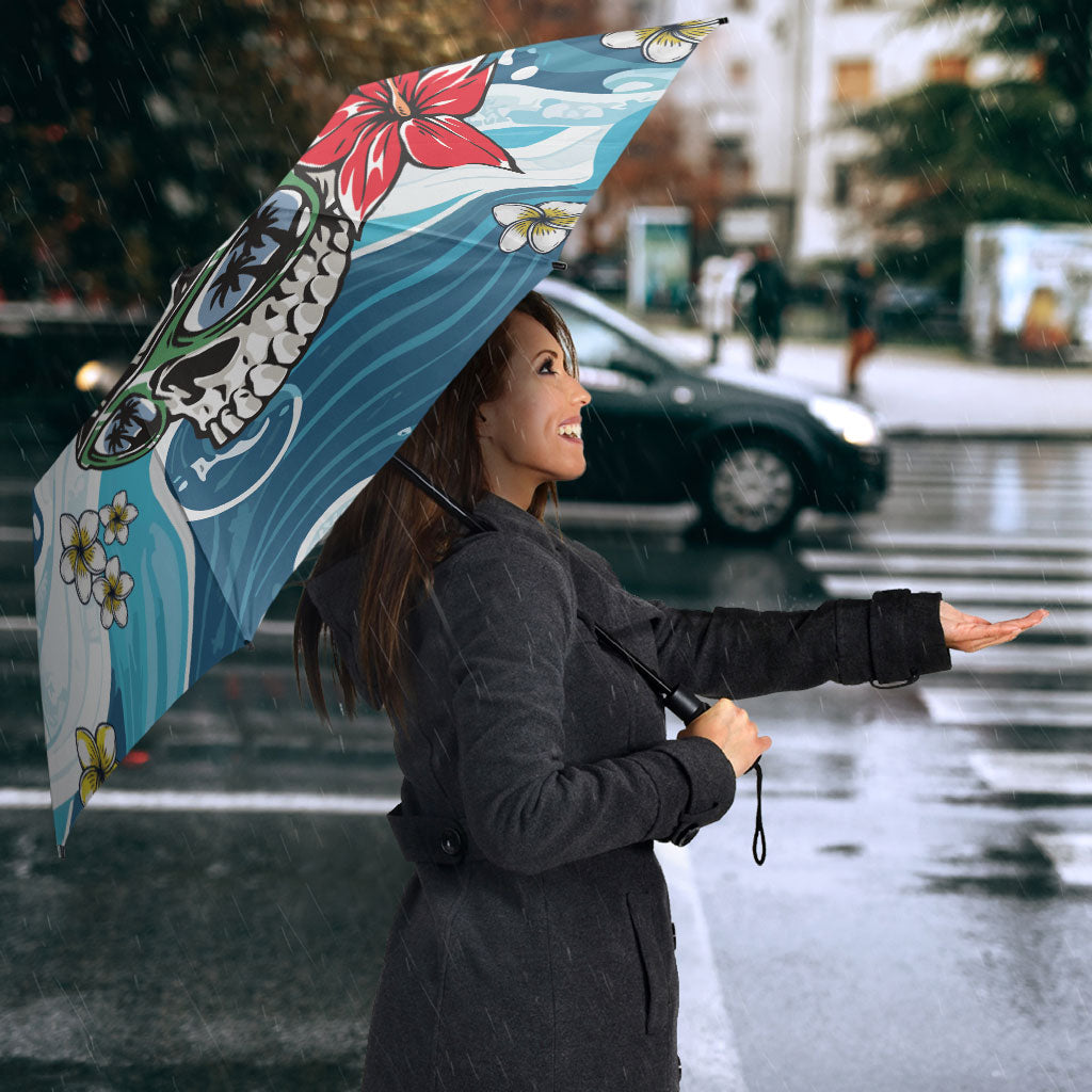 Hawaii Santa Skeleton Surfing Personalized Umbrella Mele Kalikimaka i Iulai! LT9 - Polynesian Pride