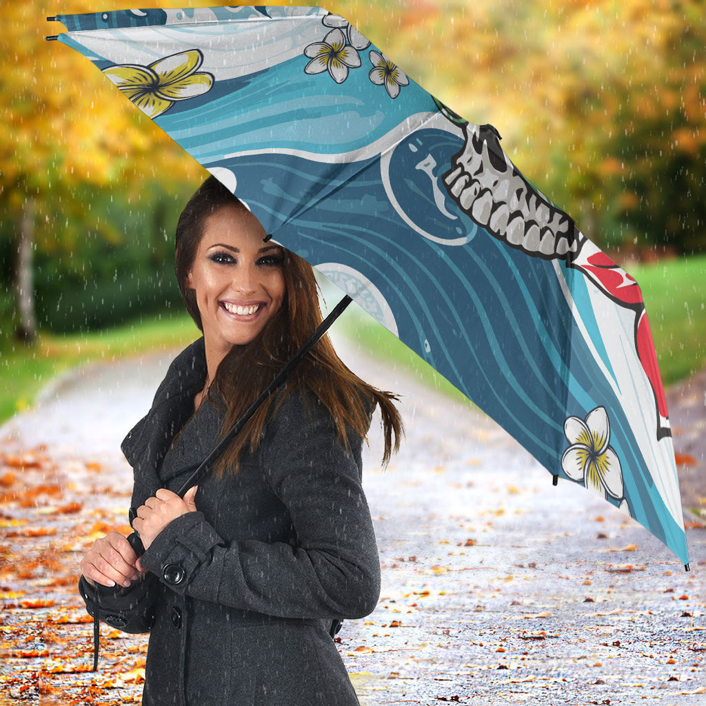 Hawaii Santa Skeleton Surfing Personalized Umbrella Mele Kalikimaka i Iulai! LT9 - Polynesian Pride