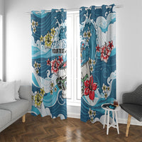Hawaii Santa Skeleton Surfing Personalized Window Curtain Mele Kalikimaka i Iulai! LT9 With Grommets Blue - Polynesian Pride