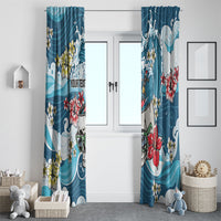 Hawaii Santa Skeleton Surfing Personalized Window Curtain Mele Kalikimaka i Iulai! LT9 - Polynesian Pride