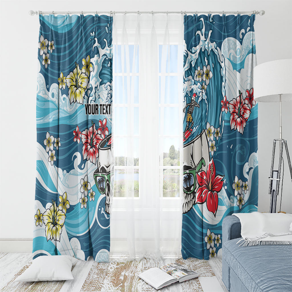 Hawaii Santa Skeleton Surfing Personalized Window Curtain Mele Kalikimaka i Iulai! LT9 - Polynesian Pride