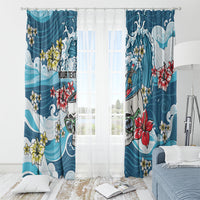 Hawaii Santa Skeleton Surfing Personalized Window Curtain Mele Kalikimaka i Iulai! LT9 - Polynesian Pride