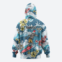 Hawaii Santa Skeleton Surfing Personalized Zip Hoodie Mele Kalikimaka i Iulai! LT9 - Polynesian Pride