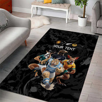 Custom Rugby Southern Hemisphere Area Rug Argentina AUNZ South Africa Mascot Black - Polynesian Pride