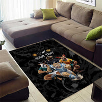 Custom Rugby Southern Hemisphere Area Rug Argentina AUNZ South Africa Mascot Black - Polynesian Pride