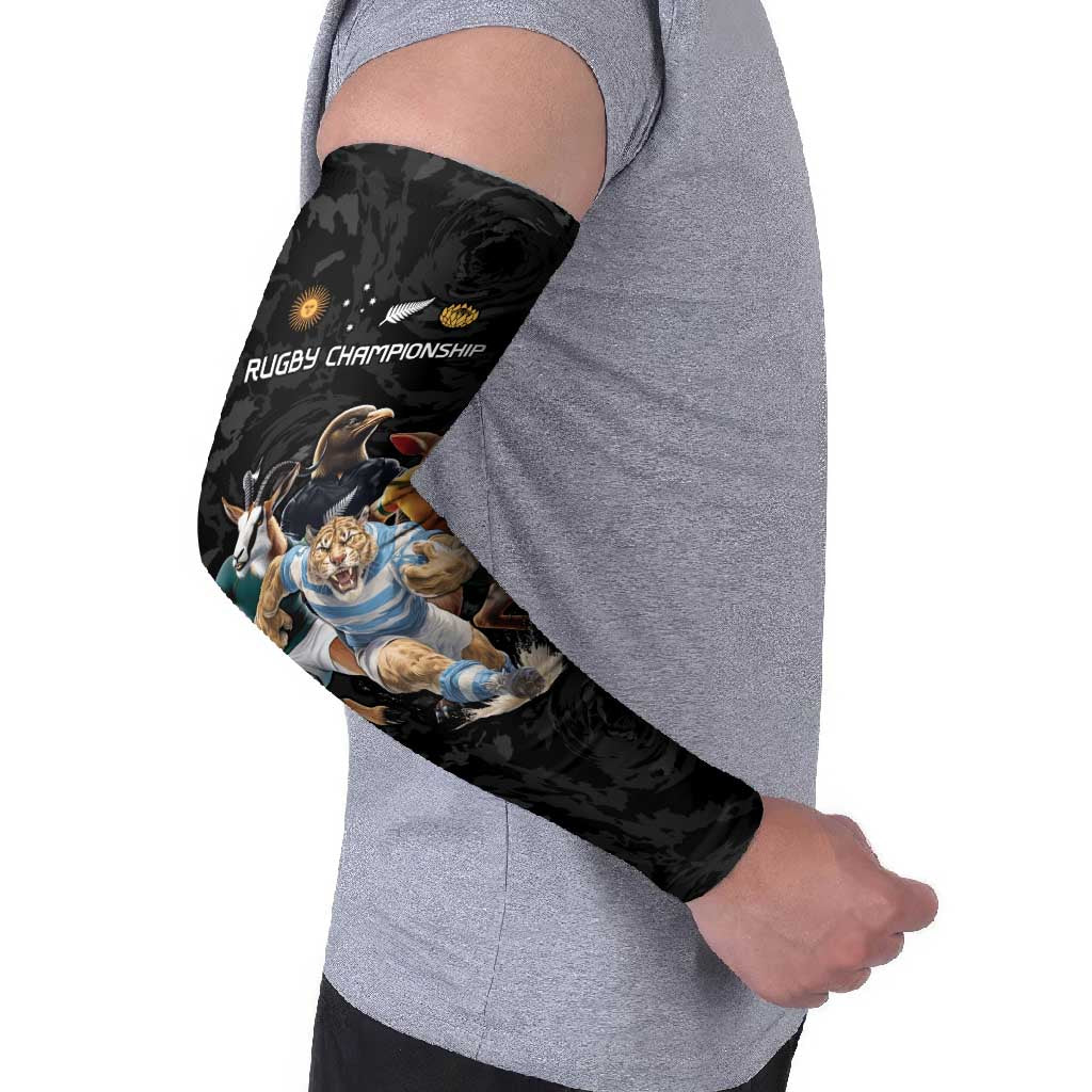 Custom Rugby Southern Hemisphere Arm Sleeves Argentina AUNZ South Africa Mascot Black - Polynesian Pride