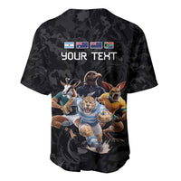 Custom Rugby Southern Hemisphere Baseball Jersey Argentina AUNZ South Africa Mascot Black - Polynesian Pride