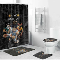 Custom Rugby Southern Hemisphere Bathroom Set Argentina AUNZ South Africa Mascot Black - Polynesian Pride