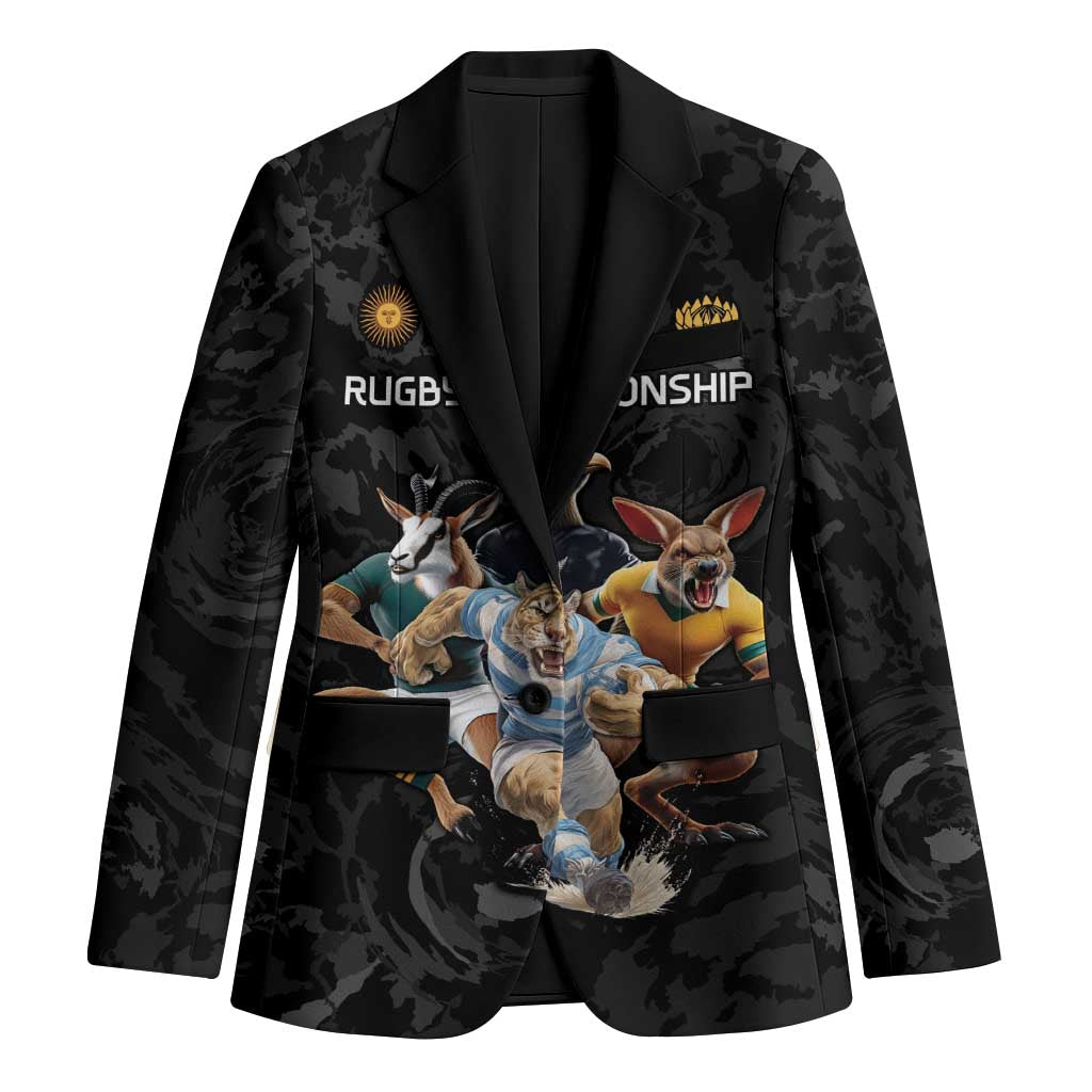 Custom Rugby Southern Hemisphere Blazer Argentina AUNZ South Africa Mascot Black - Polynesian Pride