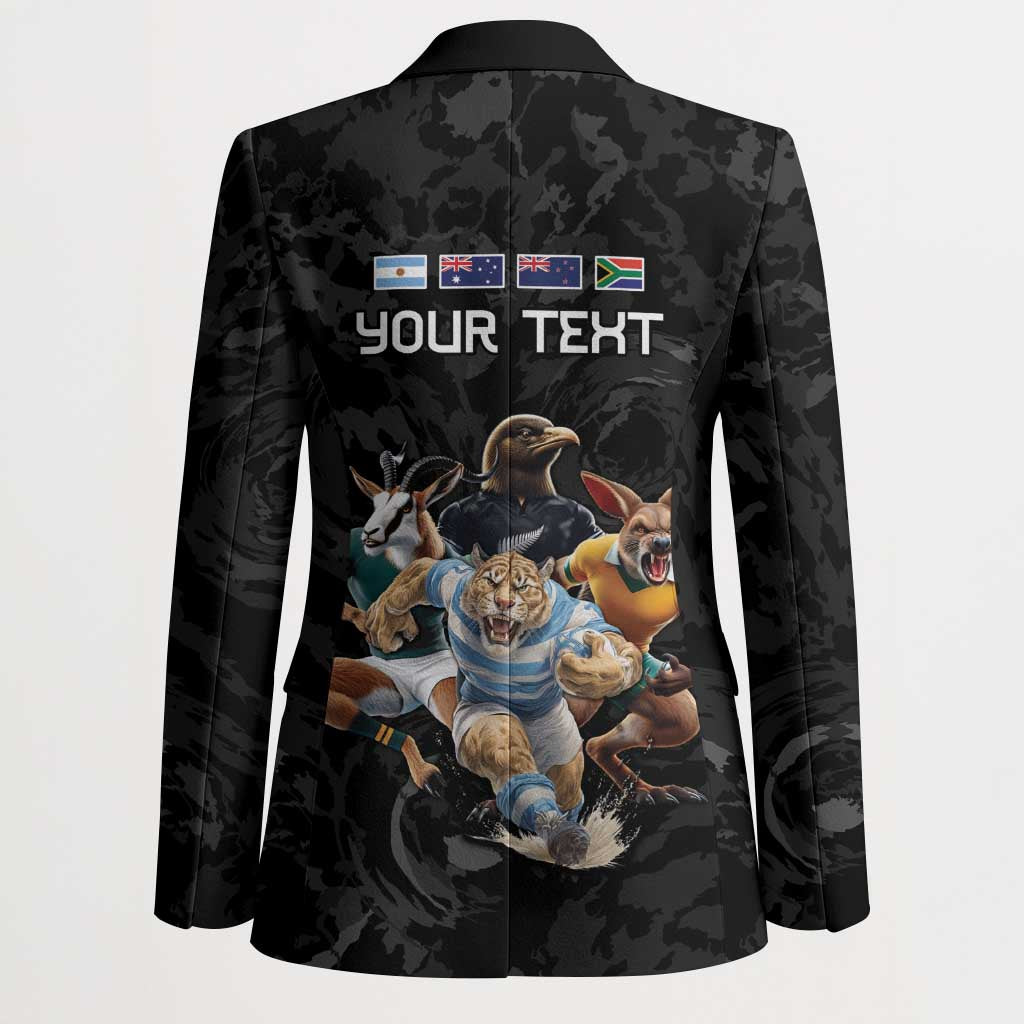 Custom Rugby Southern Hemisphere Blazer Argentina AUNZ South Africa Mascot Black - Polynesian Pride