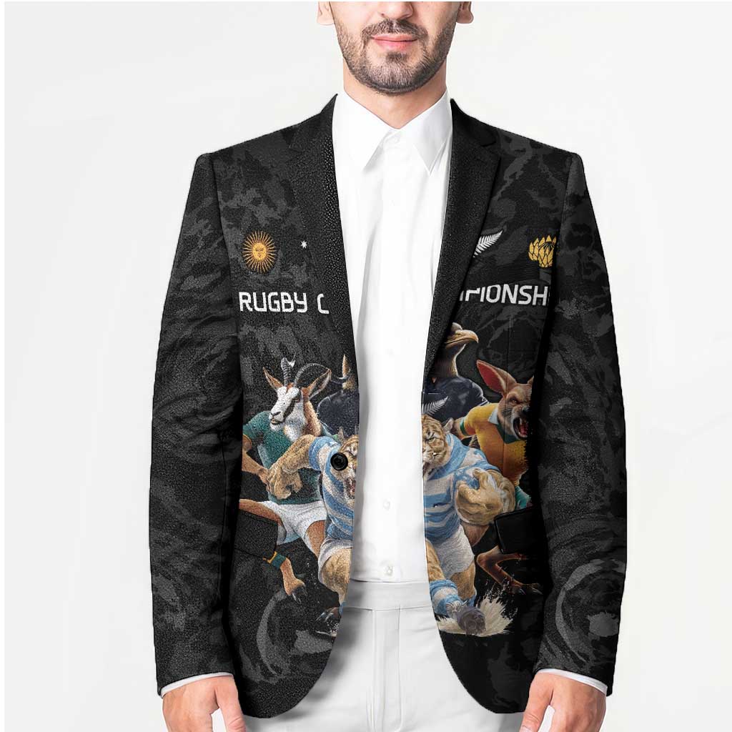 Custom Rugby Southern Hemisphere Blazer Argentina AUNZ South Africa Mascot Black - Polynesian Pride