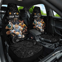 Custom Rugby Southern Hemisphere Car Seat Cover Argentina AUNZ South Africa Mascot Black - Polynesian Pride