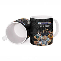Custom Rugby Southern Hemisphere Ceramic Mug Argentina AUNZ South Africa Mascot Black - Polynesian Pride