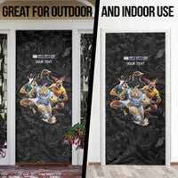 Custom Rugby Southern Hemisphere Door Cover Argentina AUNZ South Africa Mascot Black - Polynesian Pride