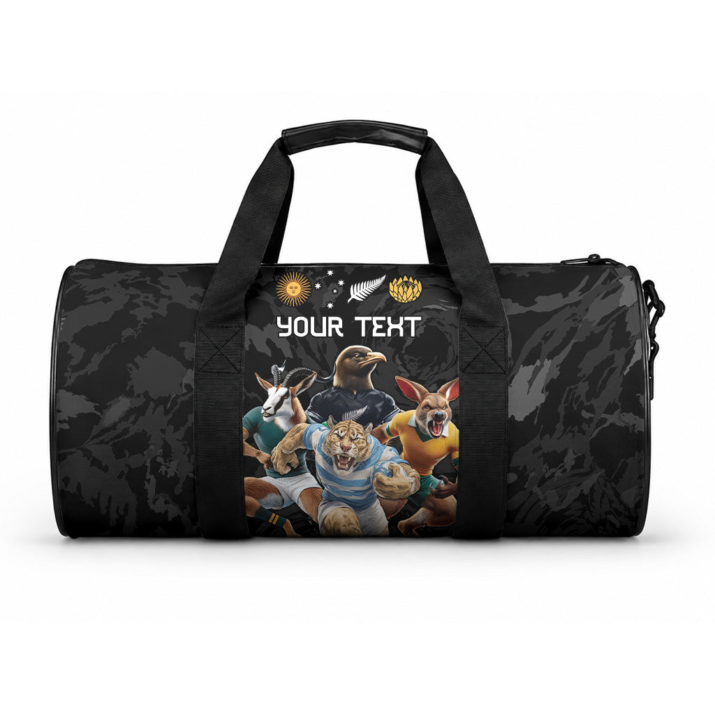 Custom Rugby Southern Hemisphere Duffle Bag Argentina AUNZ South Africa Mascot Black LT9 One size Black - Polynesian Pride