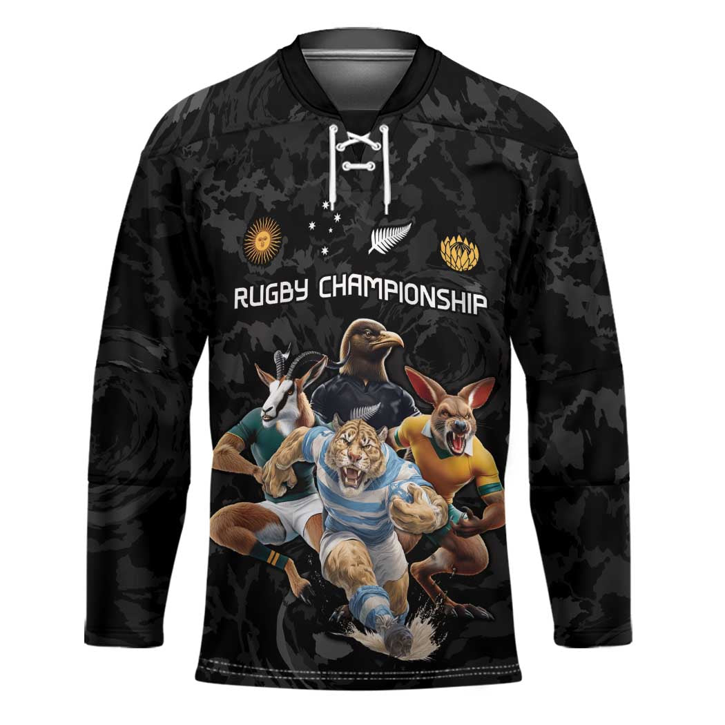 Custom Rugby Southern Hemisphere Hockey Jersey Argentina AUNZ South Africa Mascot Black - Polynesian Pride