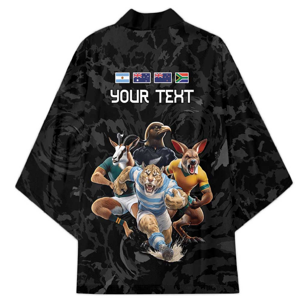 Custom Rugby Southern Hemisphere Kimono Argentina AUNZ South Africa Mascot Black - Polynesian Pride