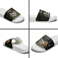 Custom Rugby Southern Hemisphere Slide Sandals Argentina AUNZ South Africa Mascot Black - Polynesian Pride
