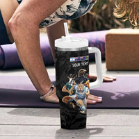 Custom Rugby Southern Hemisphere Tumbler With Handle Argentina AUNZ South Africa Mascot Black - Polynesian Pride