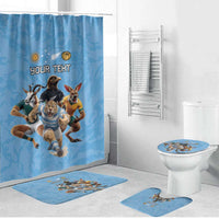 Custom Rugby Southern Hemisphere Bathroom Set Argentina AUNZ South Africa Mascot Blue - Polynesian Pride
